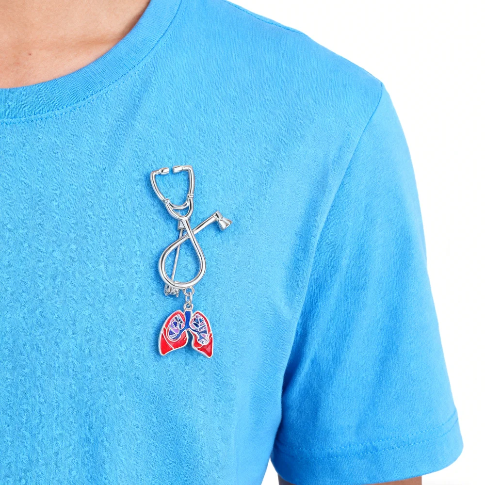 Hanreshe Lung Stethoscope Pins Medical Anatomy Charm Pendant Brooch Badges for Doctor Nurse Jewelry Gifts