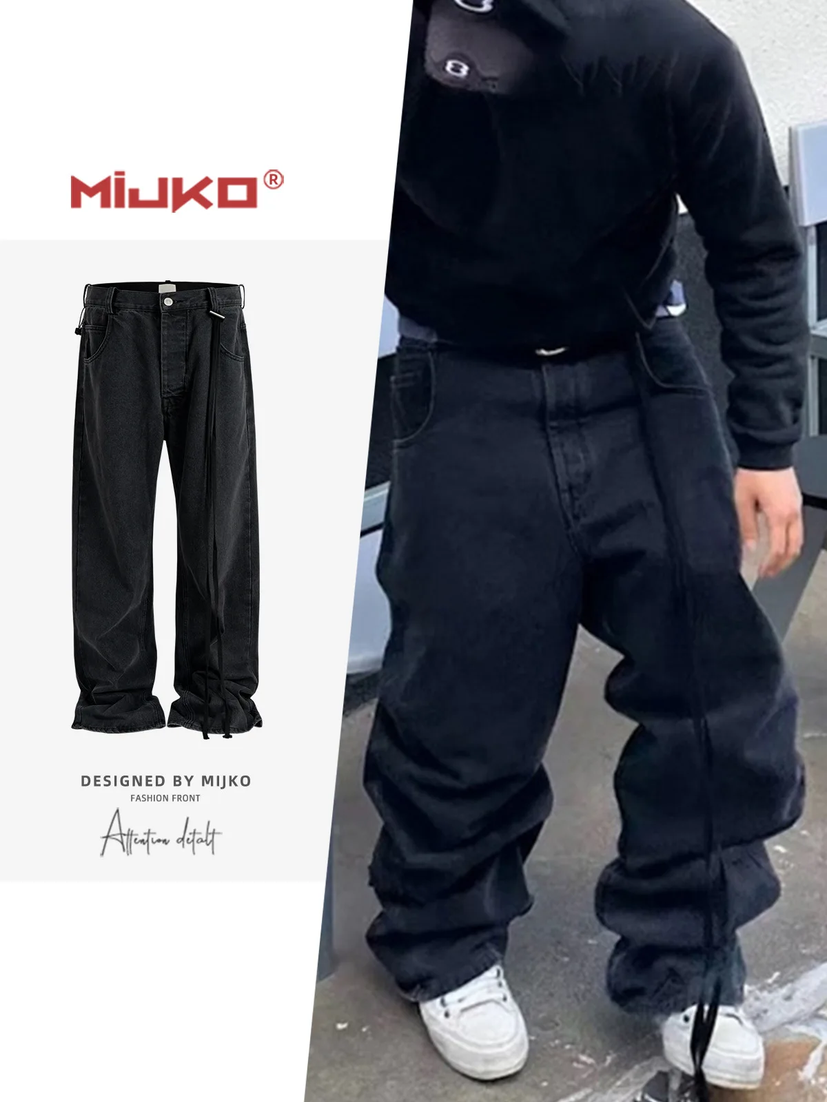 

MIJKO Casual Straight Leg Workwear Jeans for Men Comfortable Fit Men's Fashion Casual Pants TJ139