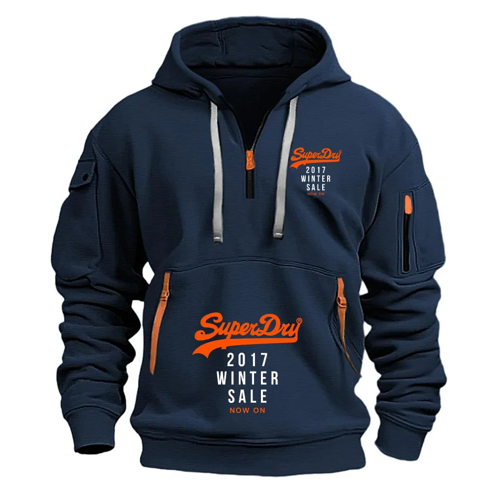 SUPERDRY العلامة التجارية الجديدة أزياء كبيرة الحجم متعددة جيب سستة الأدوات نمط الخريف والشتاء الشارع عارضة فضفاض الرجال الرياضة هوديي