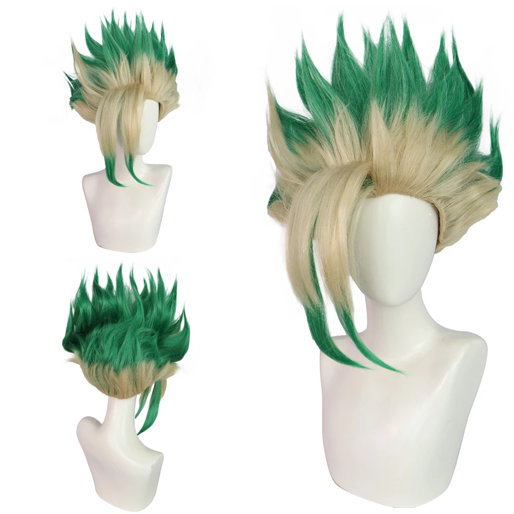 

Anime Ishigami Senku‌‌ Cosplay Synthetic Hair Dr.Stone Green Gradient Suitable For Everyday Party Fluffy Heat-Resistant Wig