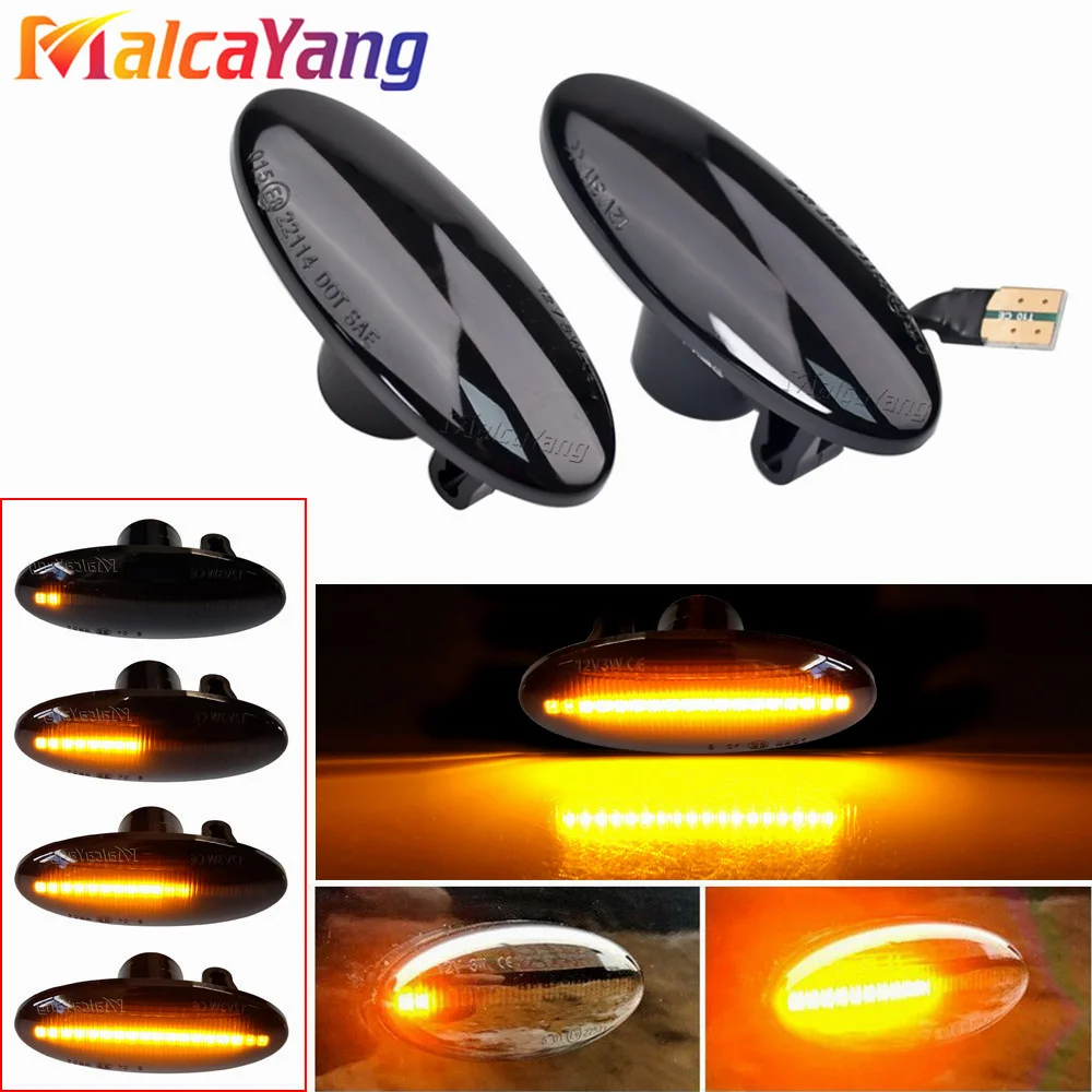 LED Dynamic Flowing Water Blinker Indicator Turn Signal Side Marker Lights For SMART FORFOUR Renault KOLEOS Nissan X-Trail