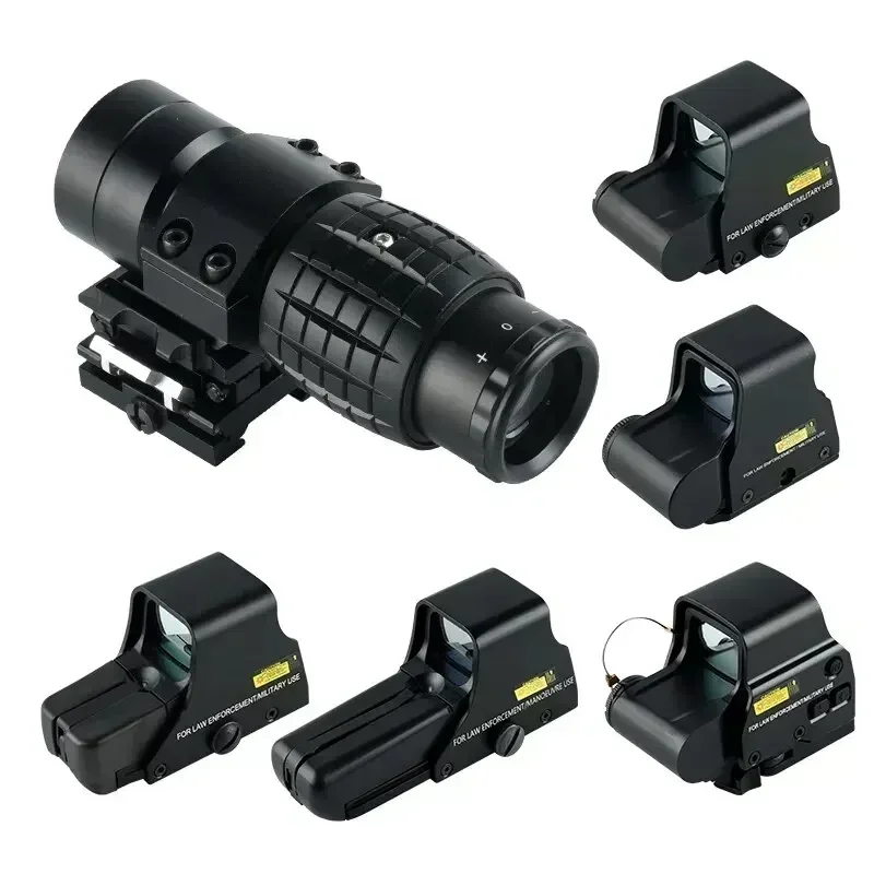 3X Magnifier Tactical Optics 553 558 Holographic Scope Sight Combo with Flip-up Mount Hunting Red Green Dot Sight for 20mm Rail