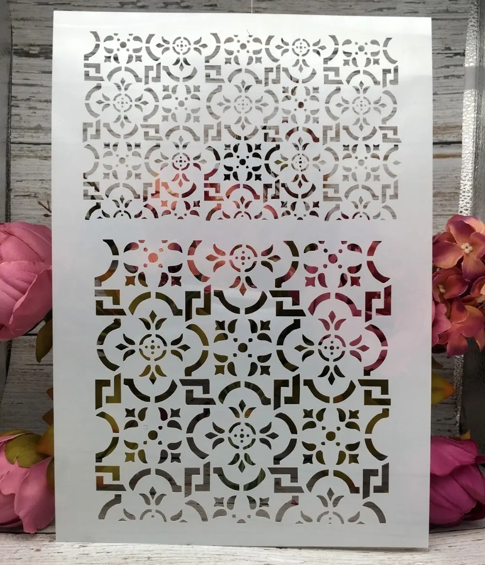 A4 29*21cm Floral Rectangle DIY Layering Stencils Wall Painting Scrapbook Coloring Embossing Album Decorative Template