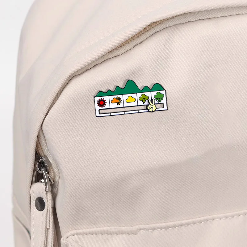 Creative Slidable Mood Changing Weather Convertible Enamel Alloy Brooch Pin Badge For DIY Bag Clothing Hat T-shirt Decoration