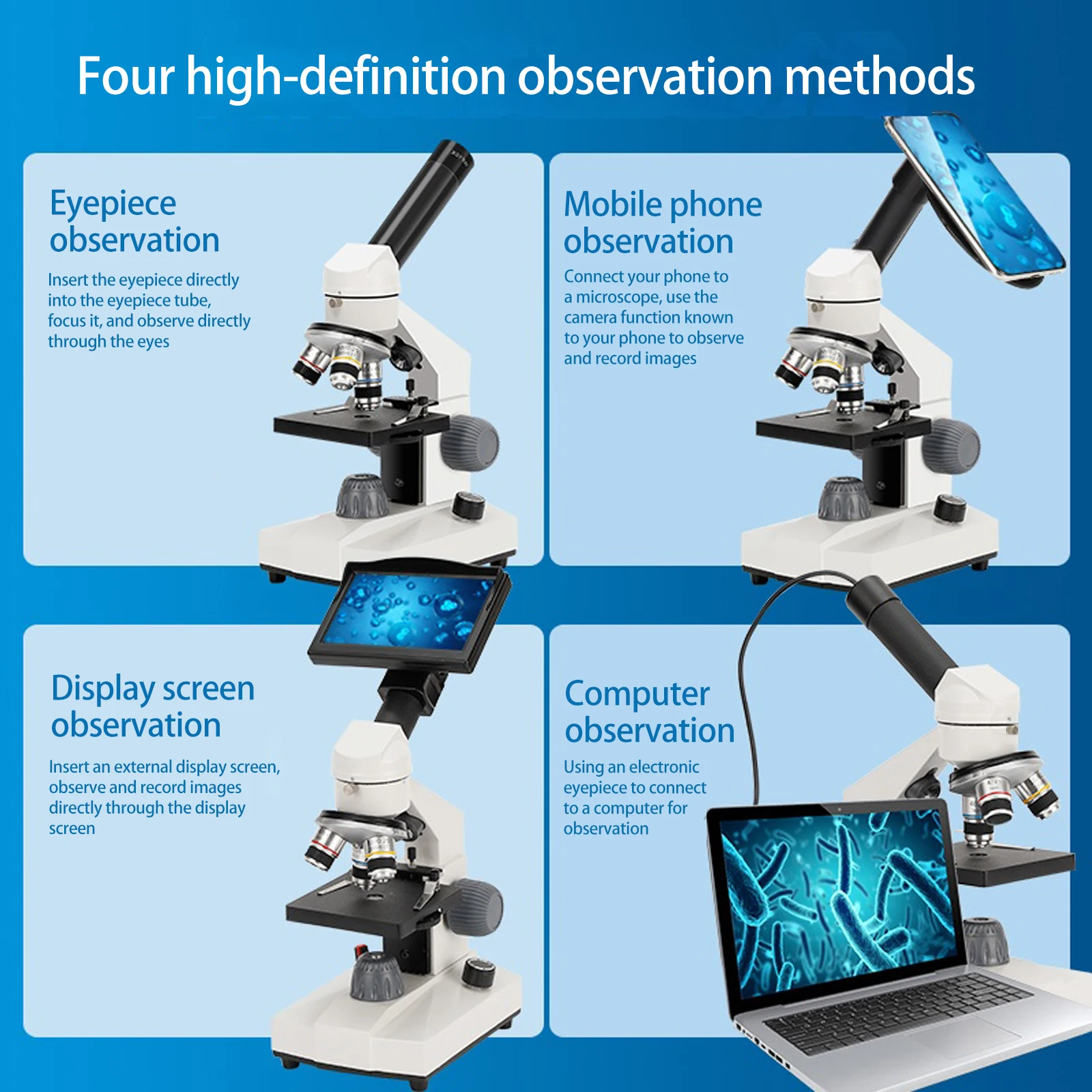 Microscope for Adults Kids, 40X-1000X  Compound Microscope , Microscope for Students Home School Lab