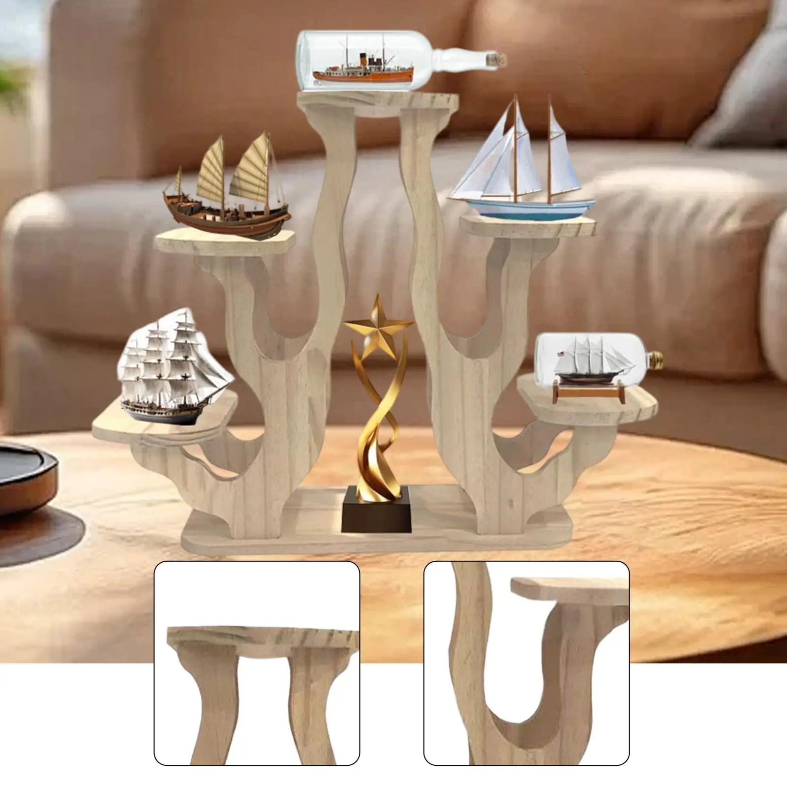 Tabletop Plant Stand Storage Rack Multipurpose Wooden Dessert Stand for Collectibles Mini Planters Entryway Desk Cabinet