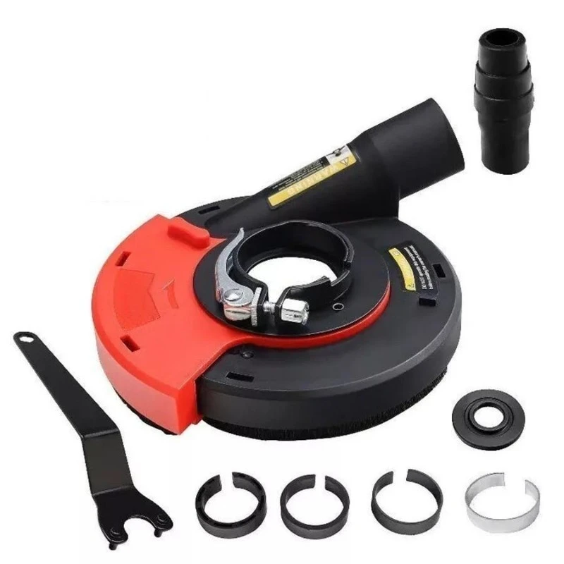 Universal Angle Grinder Dust Collection Shroud, Cutting Grinding Protective Cover Connects Vacuum Cleaner for Concrete Masonry