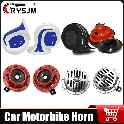 12V Car Horn For Universal Motorcycle Vehicle Super Air Horn Loud Compact Electric Blast Tone Kit Motorcycle Electric Horn 2 Pcs