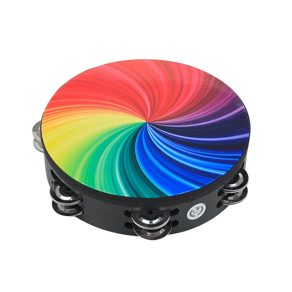 Double Row Bell Tambourine for Kids Educational Musical Instrument Hand Drum with Crisp Clear Sound Smooth Edges for Home