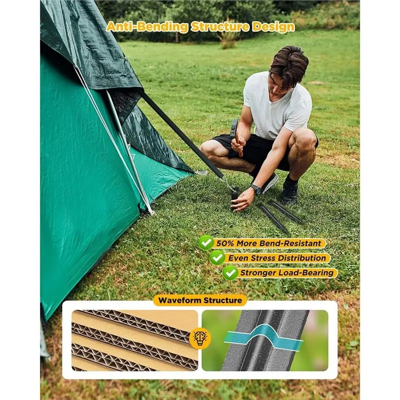 B50C For Weed Fabric/Tent/RV Mat Compatible 6PCS 10Inch Black Metal Heavy Duty Landscape Edging Stakes, Fade Resistant, 10