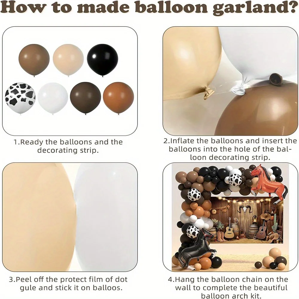 مجموعة قوس بالونات حصان مكونة من 125 قطعة لتزيين أعياد الميلاد والذكرى السنوية والحفلات - مجموعة تزيين بالون للاستخدام الداخلي/الخارجي