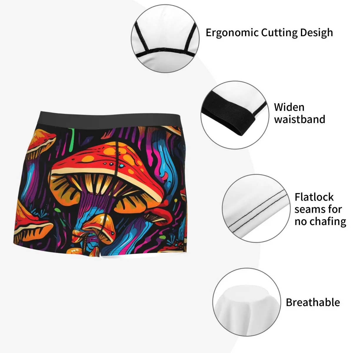 Boxer Underpants Shorts Acid Trippy Weird Psychedelic Wavy Mushroom Panties Male Comfortable Underwear for Homme Man Gift