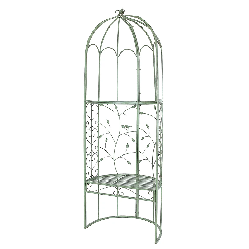 American country retro wrought iron bird semi-round seat arch flower stand, balcony garden garden plant climbing vine frame
