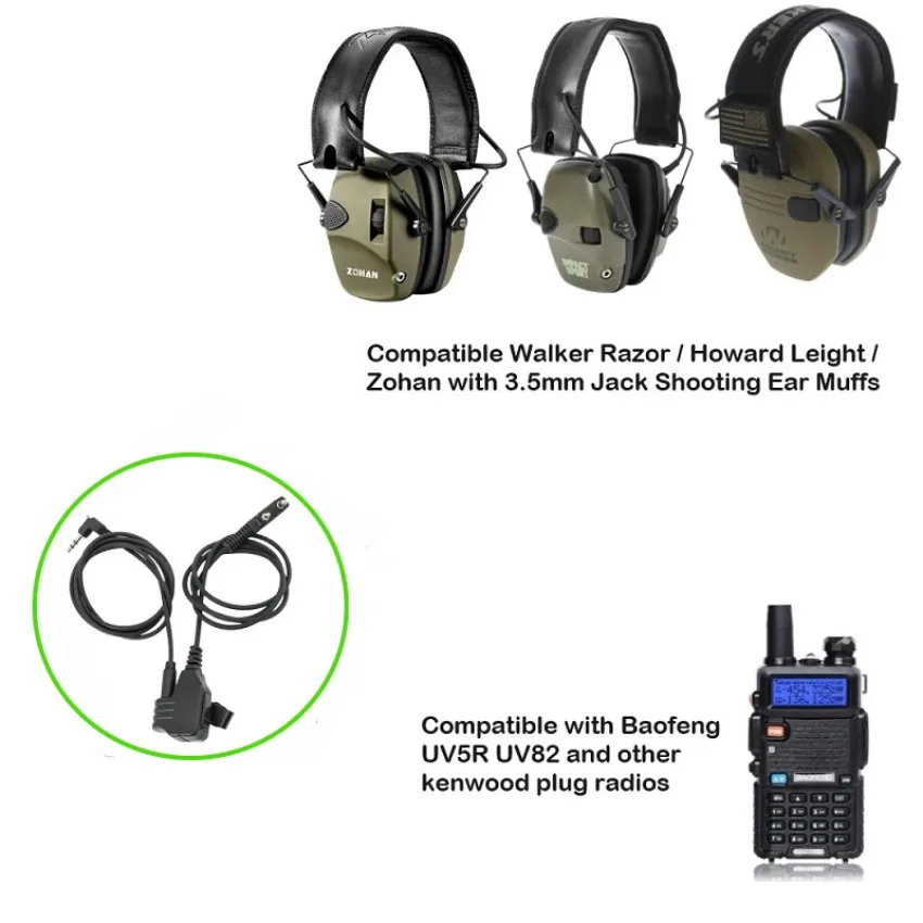 TAC-SKY Tactical Headset Adapter Mic and 3.5 Cable for Walker's Razor /Howard Leight /ZOHAN EM054 /SORDIN IPSC Shooting Earmuffs