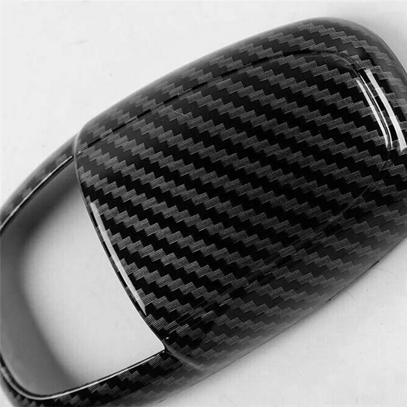 ที่ยอดเยี่ยม-คาร์บอนไฟเบอร์สีดํา ABS เกียร์รถเกียร์ SHIFT KNOB COVER สติกเกอร์ Trim สําหรับ Dodge Challenger Charger 2015-2020 เปลี่ยนชิ้นส่วน