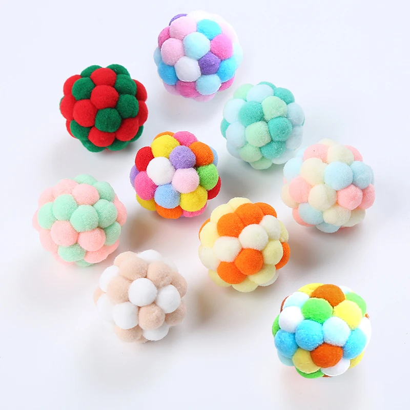 Cat toys Colorful handmade bell ball Elastic ball interactive chase pet supplies