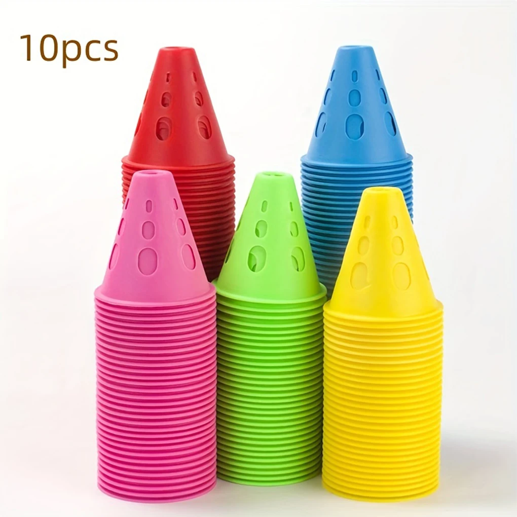 10pcs/lot Colorful Skate Pile Cup Windproof Roller Skating Cone Agility Training Marker Slalom Skateboard Marking Cones