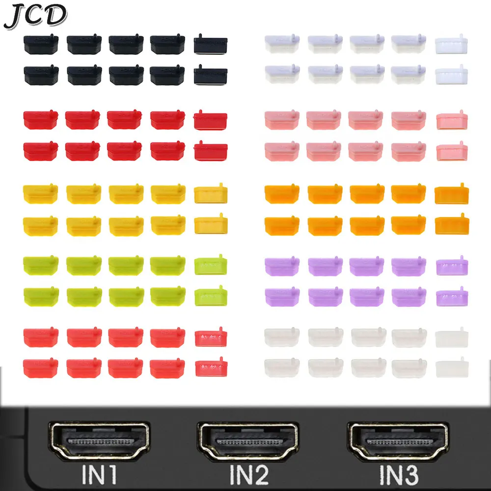 JCD  10PCS HDMI-compatible Female Protective Cover Silicone Dust Plug USB Port HDMI Interface Cover Computer Accessories