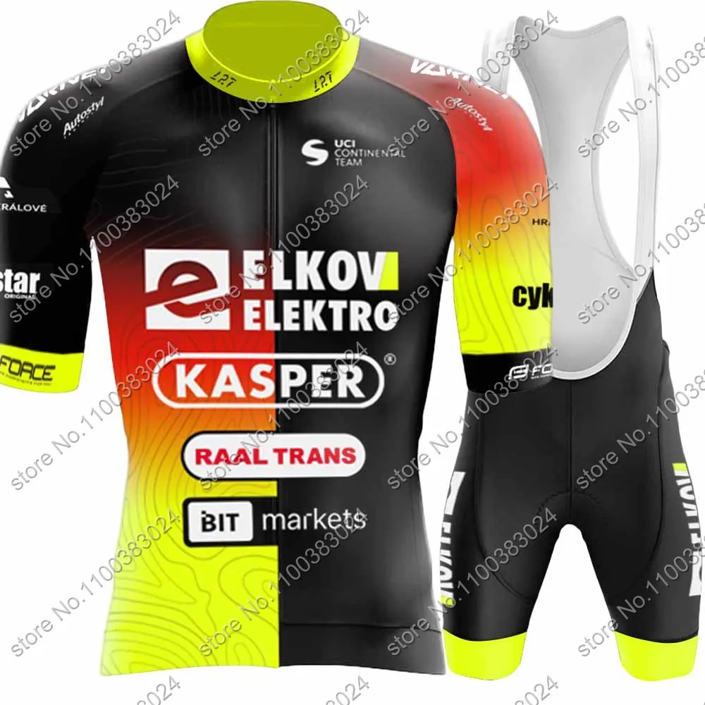 Team Elkov Kasper 2024 Cycling Jersey Men Short Sleeve Czech Clothing Road Bike Shirts Suit Bicycle Bib Shorts MTB Ropa Maillot