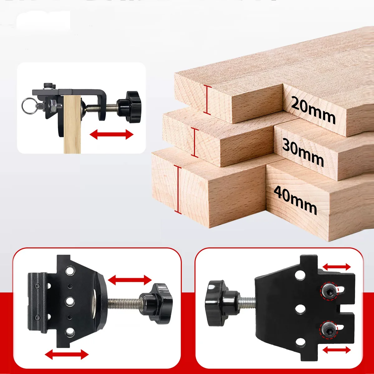 3-in-1-ダボジグドリルキット、ドリルガイドパンチロケーター付きセルフセンタリングダボジグ、幅調整可能な木工ツール