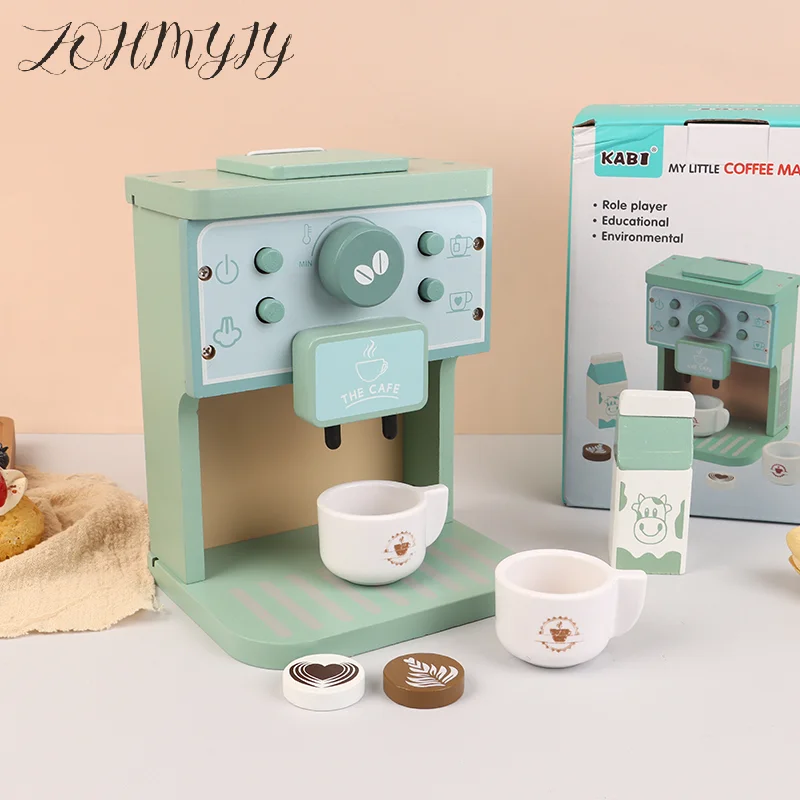 

Kids Kitchen Toy Set Wooden Coffee Maker Set Simulation Cookie Maker Kit Pretend Play Educational Toys Gifts For Girls Boys