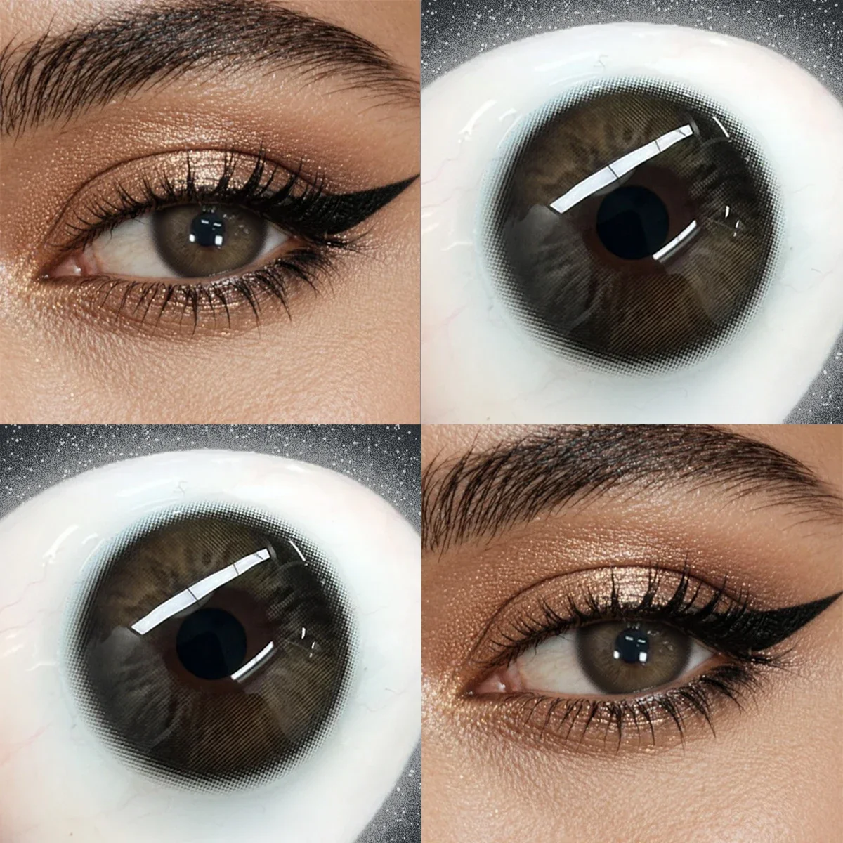 Lalens 14,5mm Farbige Kontaktlinsen für Kurzsichtigkeit Braun 6 Monate Nutzung Weiche Natürliche Augen-Schönheitsfarbkontaktlinsen für Tägliches Kosmetik-Make-up – Detail 4