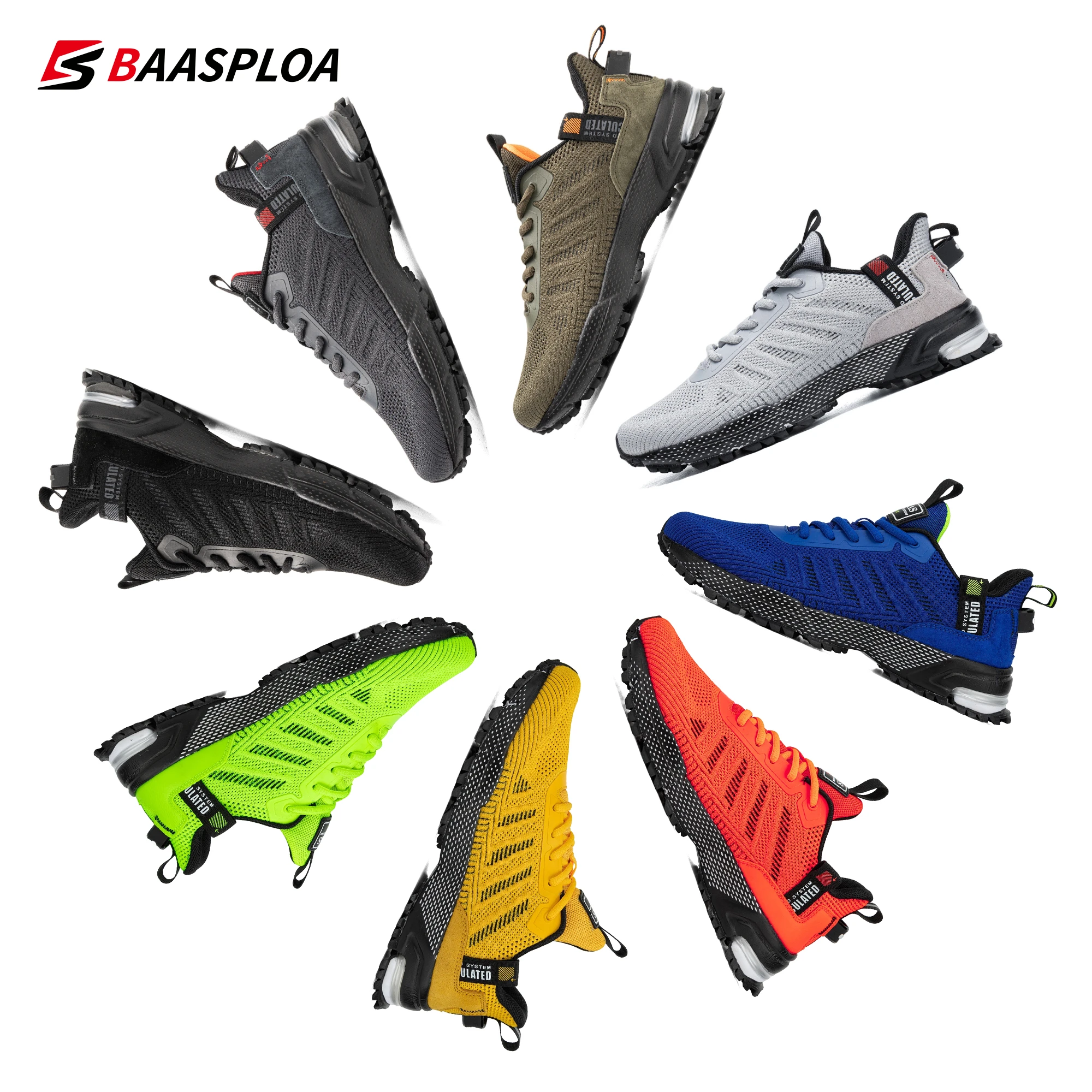 Baasploa scarpe da corsa da uomo scarpe sportive traspiranti leggere scarpe da ginnastica Casual classiche colorate da uomo Comfort Training