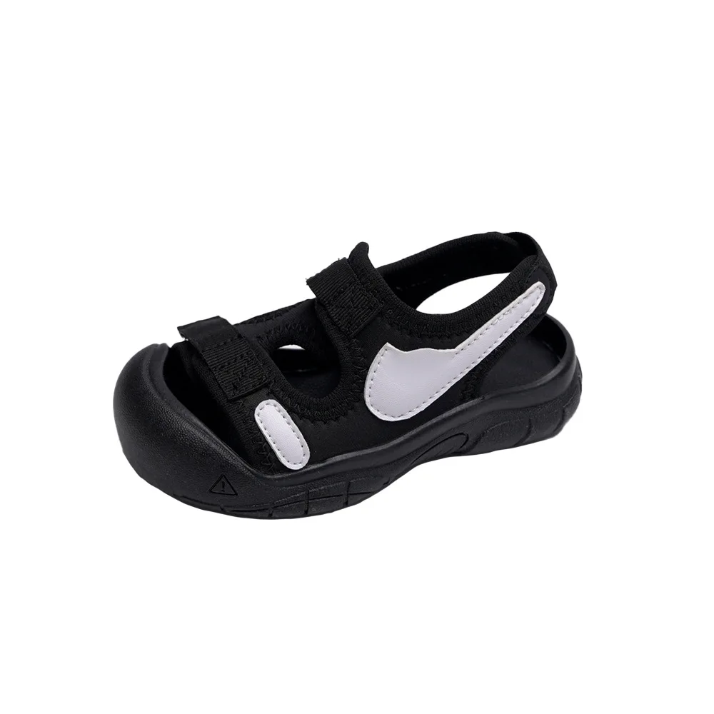 Sandalias deportivas antideslizantes para niños y niñas, zapatos de playa con recortes, protección de dedos, talla 17-35