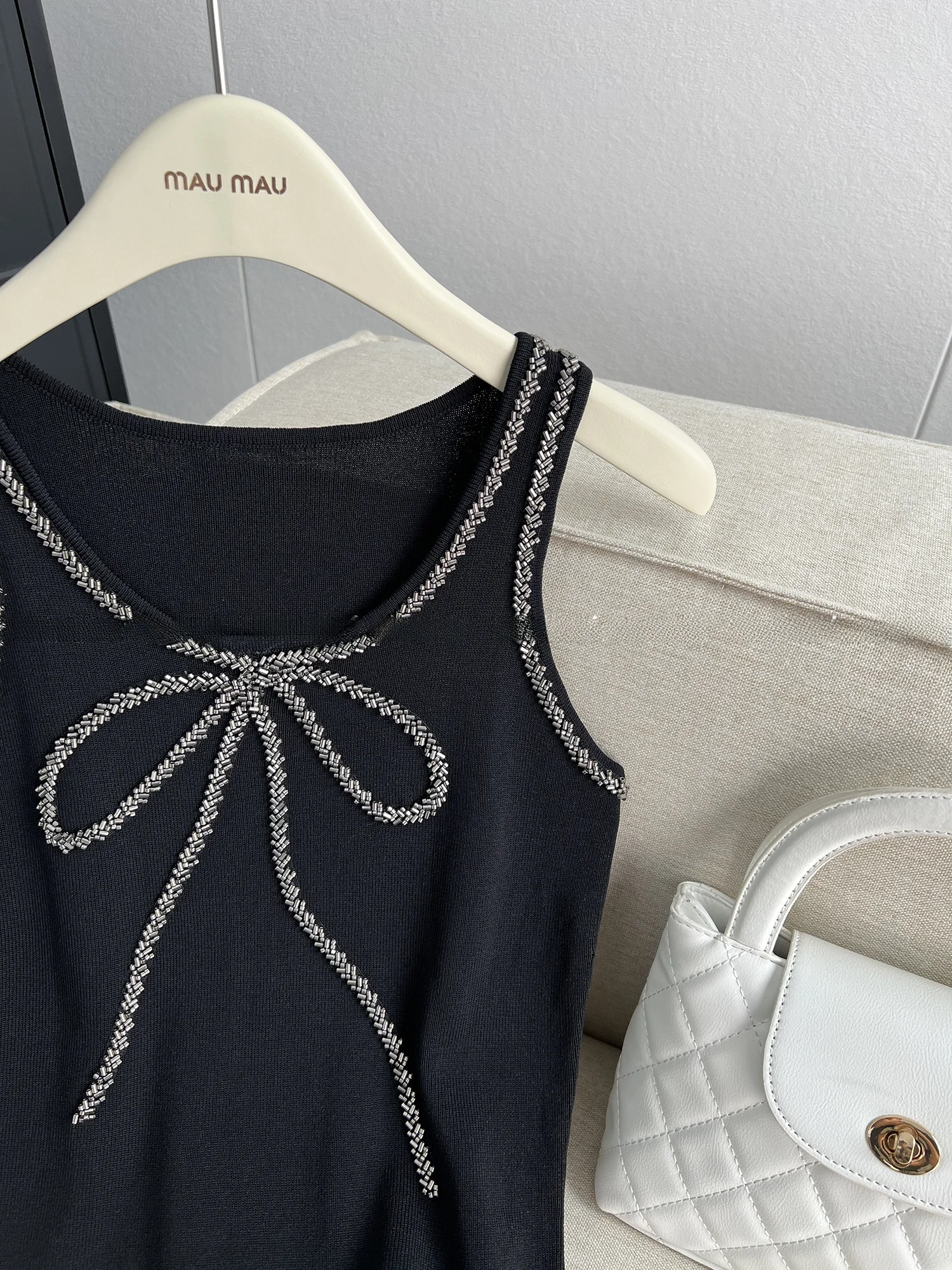 Ele Zomer Nieuwe Sle Afslanken Ontwerp Zware Kraal Knoop Svel Vest Dr Dames Casual Hoge Taille Dr