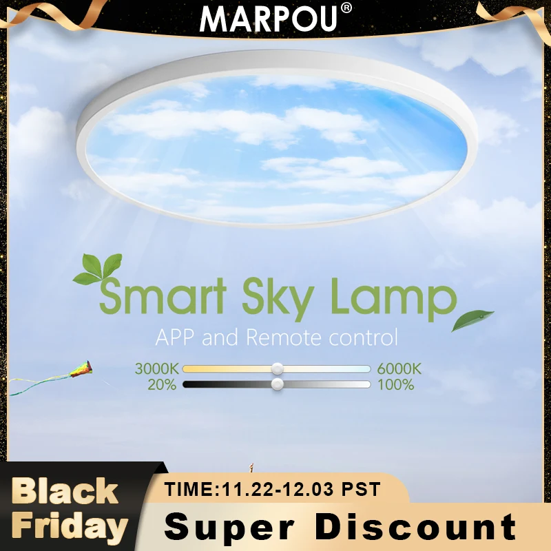 MARPOU Blue sky Ceiling Lamp 42W 24W Smart Lights APP/Remote Control Dimmable for Living room Led ceiling lamp Home Decoration