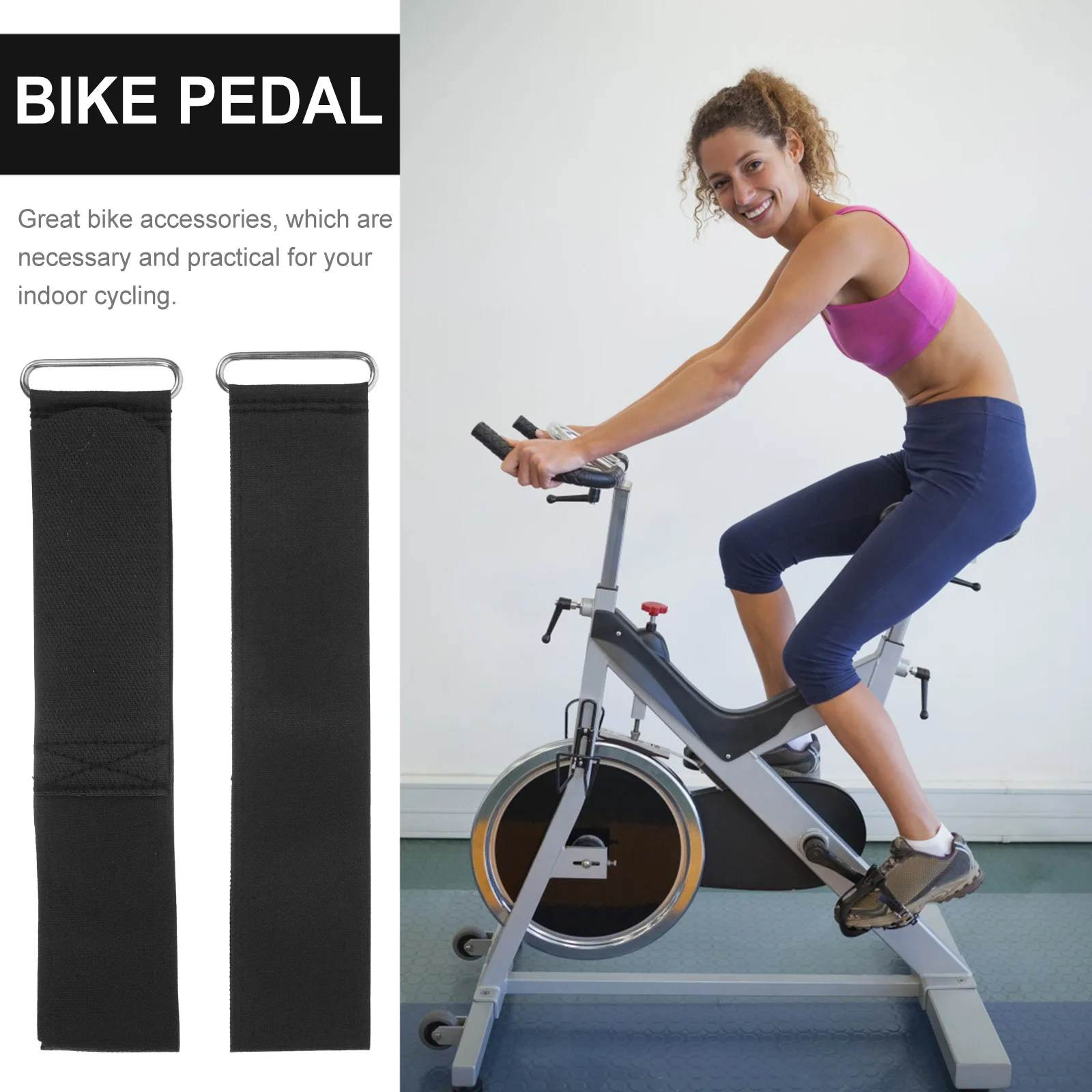 

2Pcs Adjustable Blending Fabric Pedal Straps for Most Bikes Anti-Slipping Footrest Exercise Gym Cycling Accessories