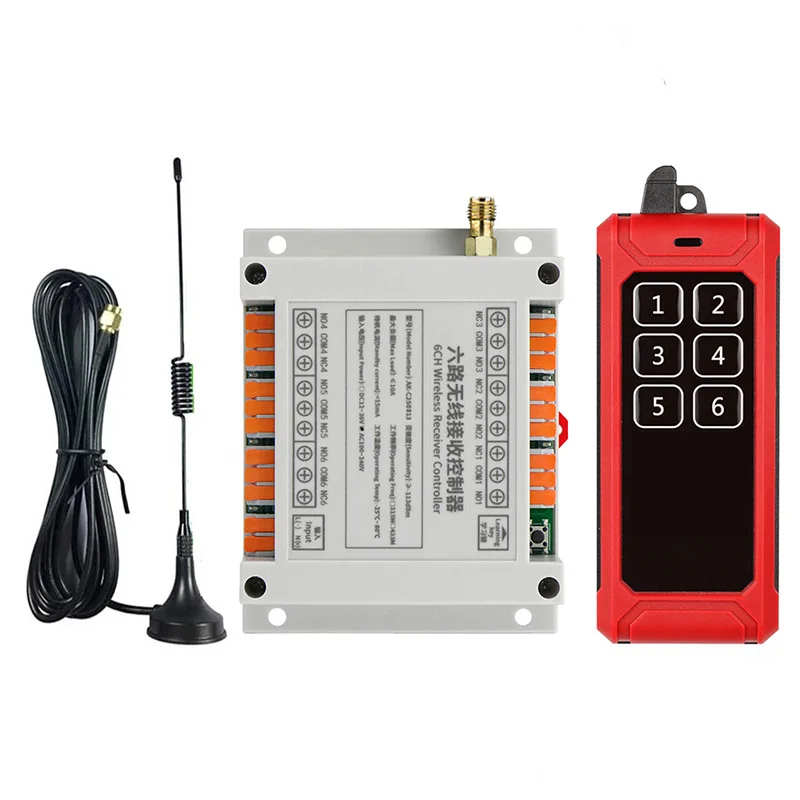 DC 12V 24V 36V 6CH RF Interruttore di telecomando senza fili Ricevitore radio con telecomando a lunga distanza 1000M Ventose antenna