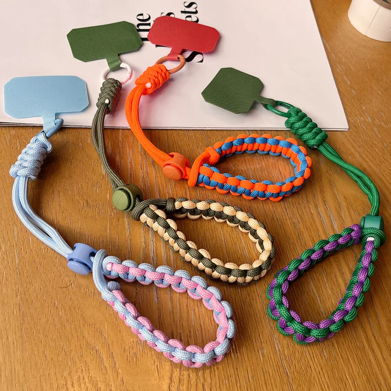 Nuevo llavero de pulsera para mujer, correa trenzada ajustable, cordón para teléfono móvil, pulsera antipérdida, llavero de Paracord para exteriores, regalo