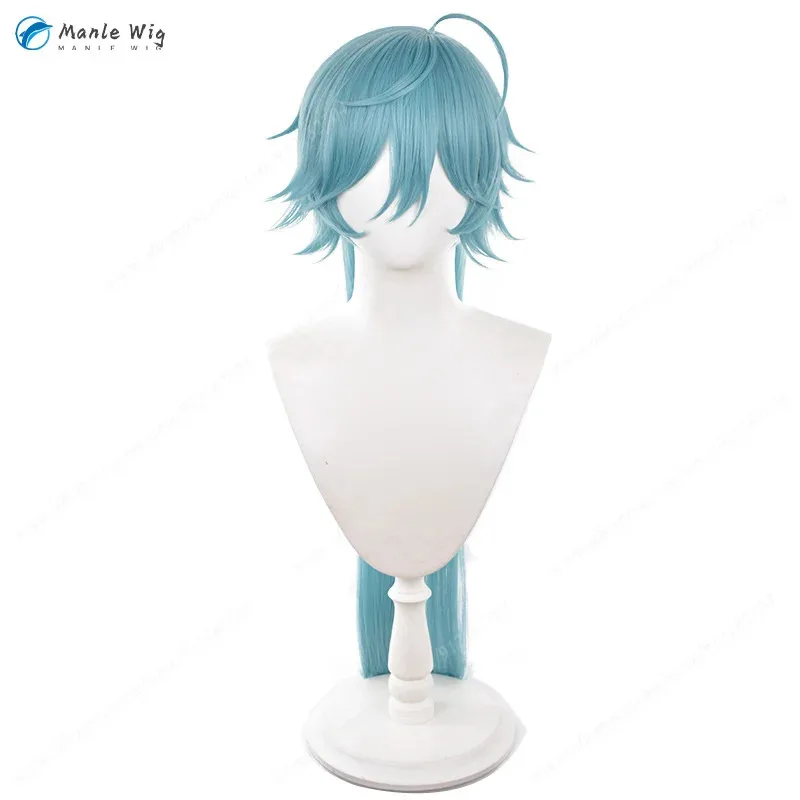 Hojo Raika 코스프레 가발 유니섹스 90cm 긴 파란색 품질 내열성 합성 머리 할로윈 ES 애니메이션 가발 + 로즈 네트