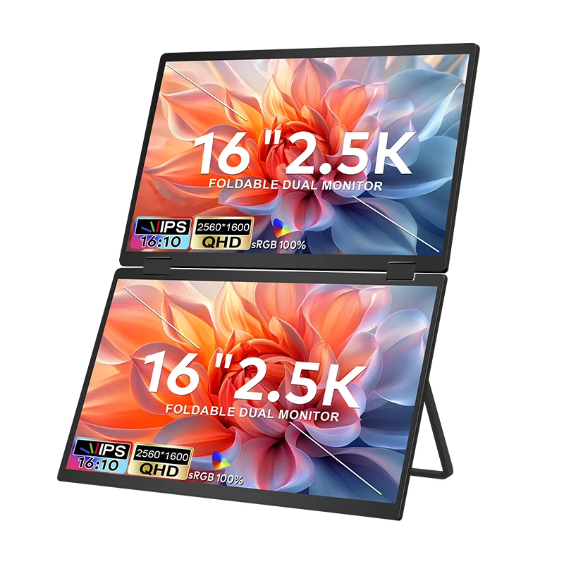 Consumer Electronics Trade Product 2 Folded Screen Portable Monitor 16:10 Lcd Display Extender 16 Inch 2.5K Multi Device Adapt