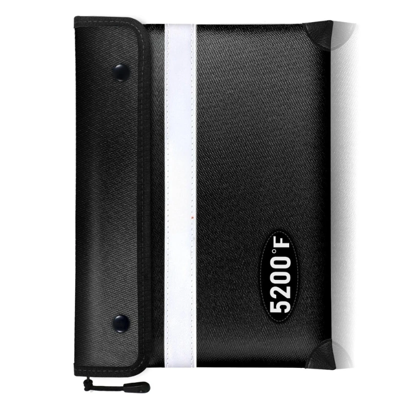 W89C حقيبة وثيقة مقاومة للحريق 5200 ° F 13x10inch مع سحابات قفل شرائح عاكسة منظمي التخزين المعزول من أجل المال