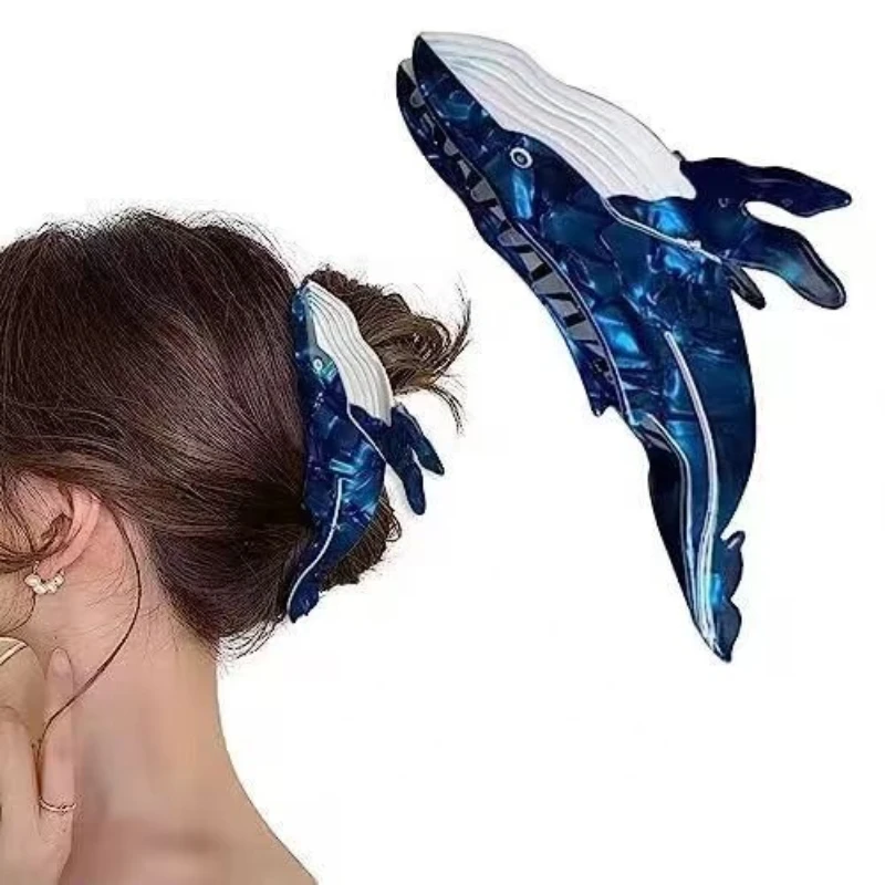 New Blue whale Hair Claw Marine Animal Series Acetate Hair Clips Crabs Hair Accessories for Women Girls Personality Headwear