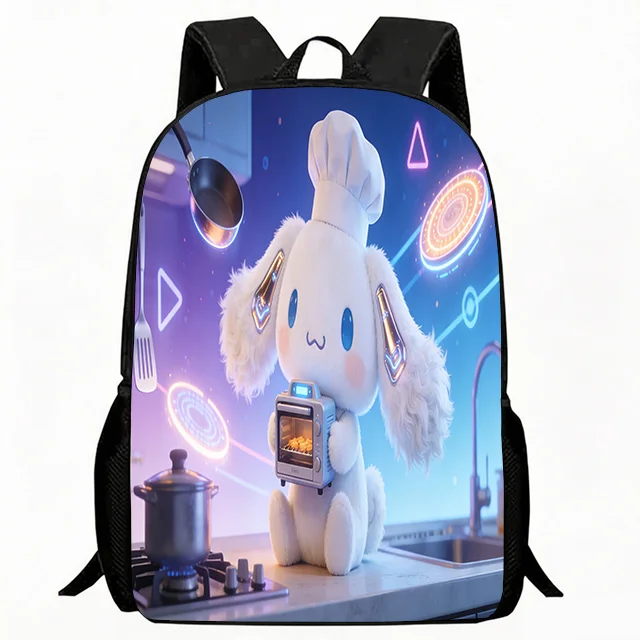 

Kids Bag Chef Cartoon Dog Print Backpack Futuristic Neon Kitchen Scene Design Adjustable Lightweight Breathable School Bag for K