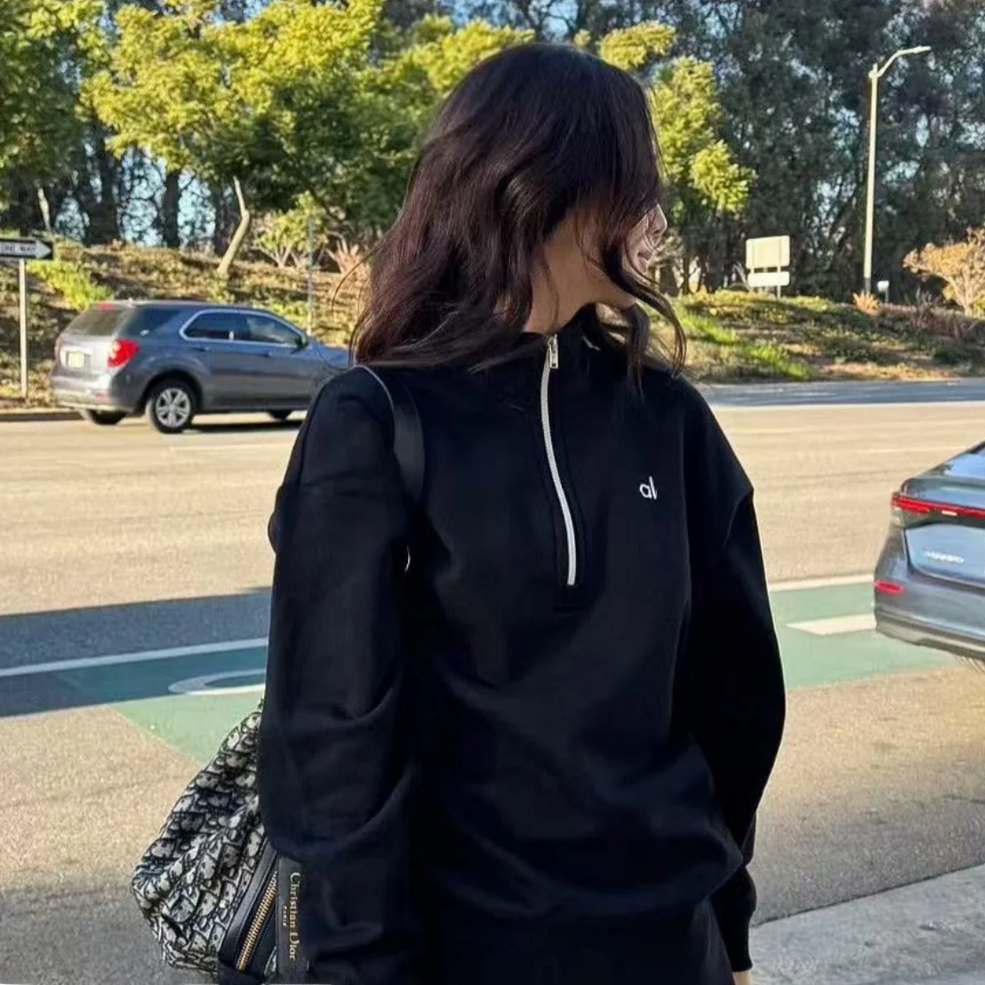 

Свитшот ex Fitn Running Badminton с молнией и воротником-стойкой, однотонный, в корейском стиле, повседневный, свободный, с длинными рукавами