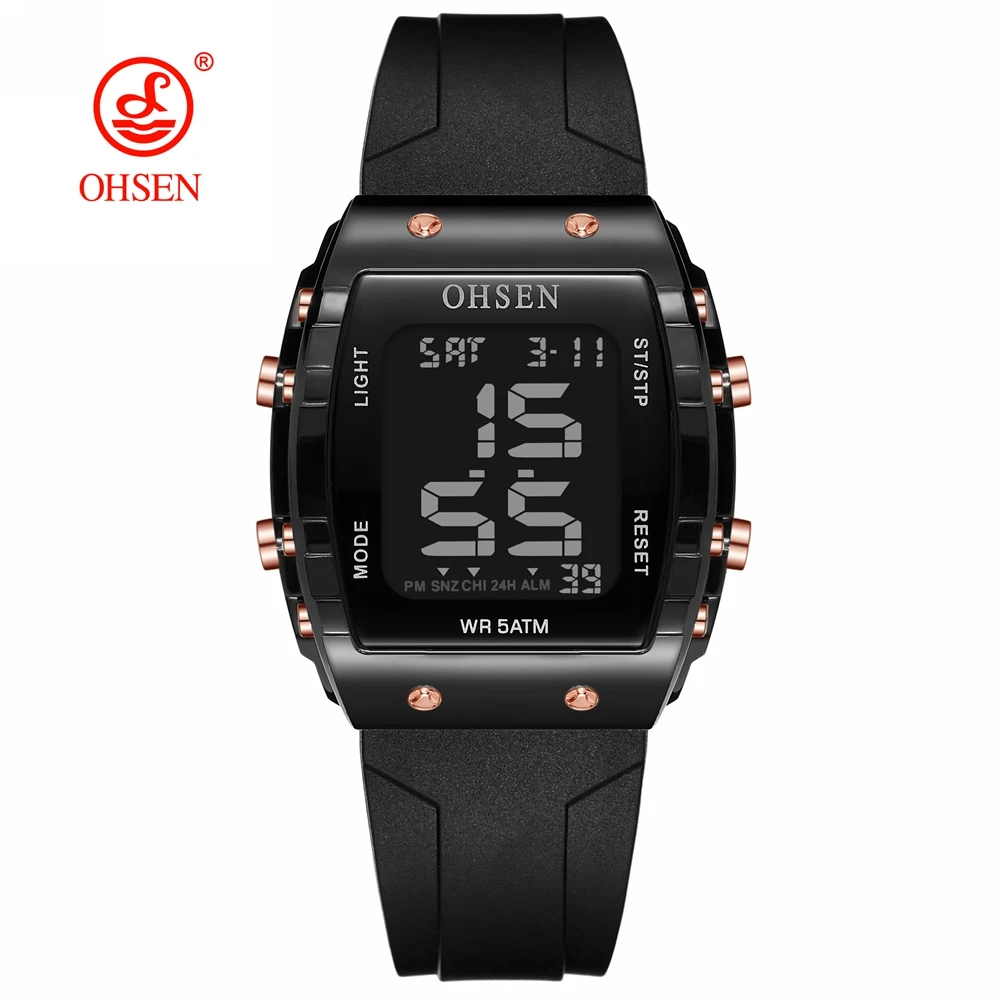 Digital Girl Women Wristwatches Fashion Black Silicone Ladies Watch 50M Waterproof Outdoor Sport Student Watch LED reloj mujer