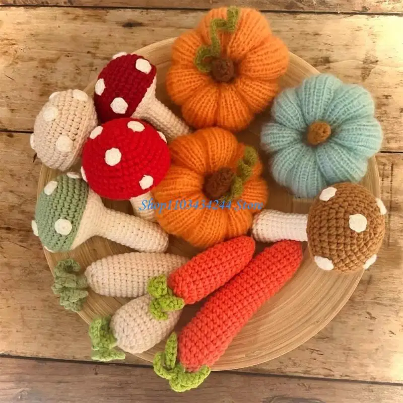 Newborn Knit Pumpkin/Mushroom Props Baby Posing Aid 7-10cm for Baby Photo