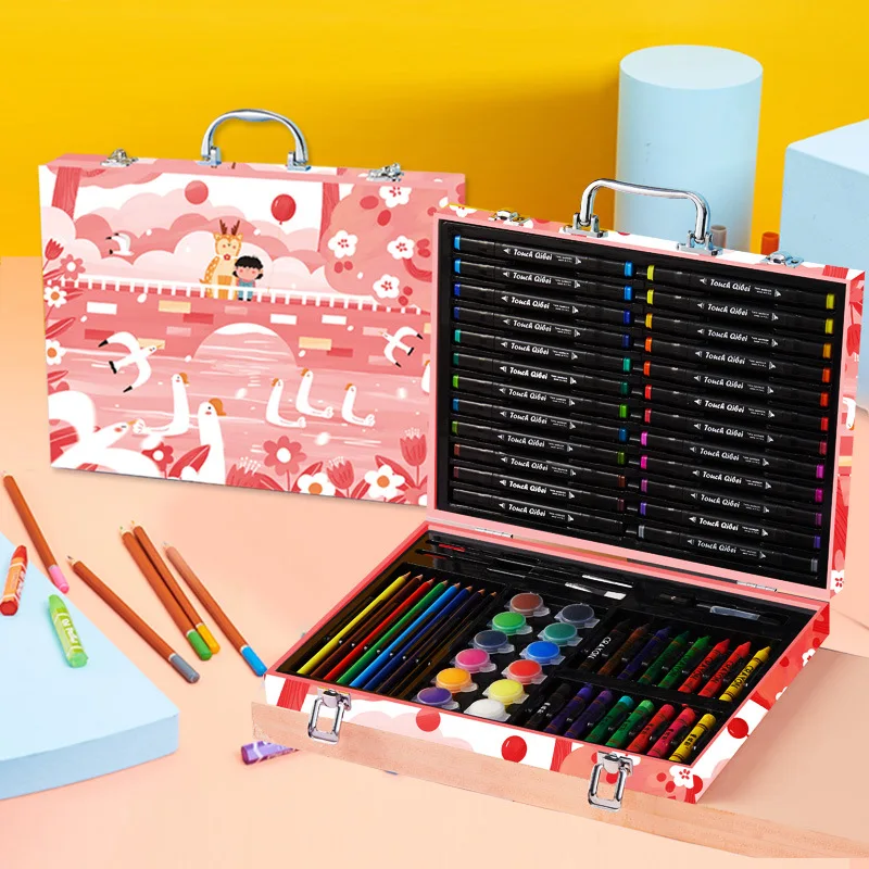 Kids Gifts Drawing Set Suitcase Drawing kit Children Art Set Watercolor Markers Crayons Art Painting Tools For Boys Girls Gifts