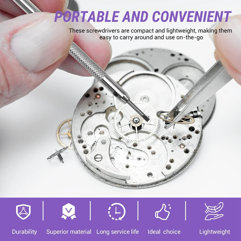 5Pcs/Set 0.8-1.6Mm Steel Screwdriver For Watch Repairing Portable Watch Tools Band Removal With Pins Watchmaker Tools