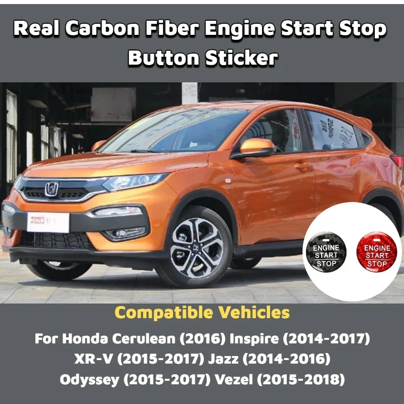 Carbon Fiber Engine Start Stop Button Cover Sticker for Honda Cerulean Inspire XR-V Jazz Fit Odyssey Car Interior Accessories