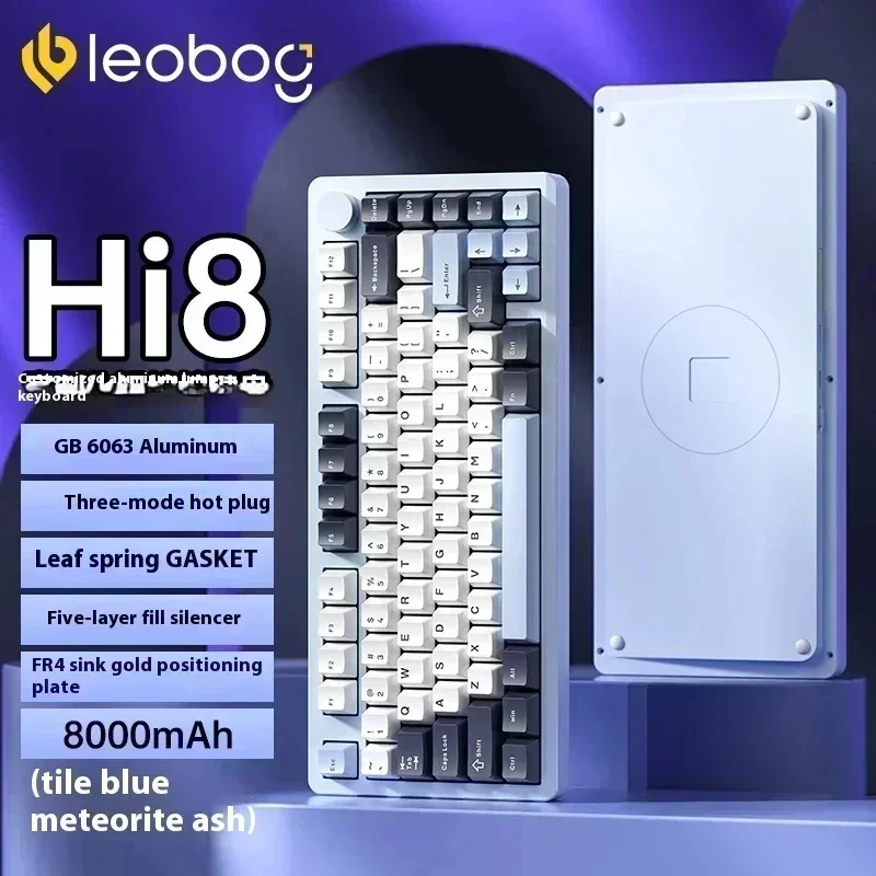 Imagem -03 - Kit Teclado Mecânico sem Fio Bluetooth Hot Swap Liga de Alumínio Personalizar o Jogador Modo em Estoque Hi8 Leobot-h8