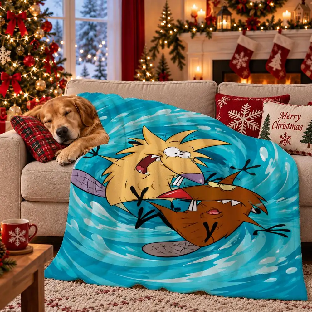 Cartoon The Angry Beavers Throw Flannel Pet Blanket Cover Warm Soft Multifunctional Throw Universal  Bedsqread Holiday Gifts