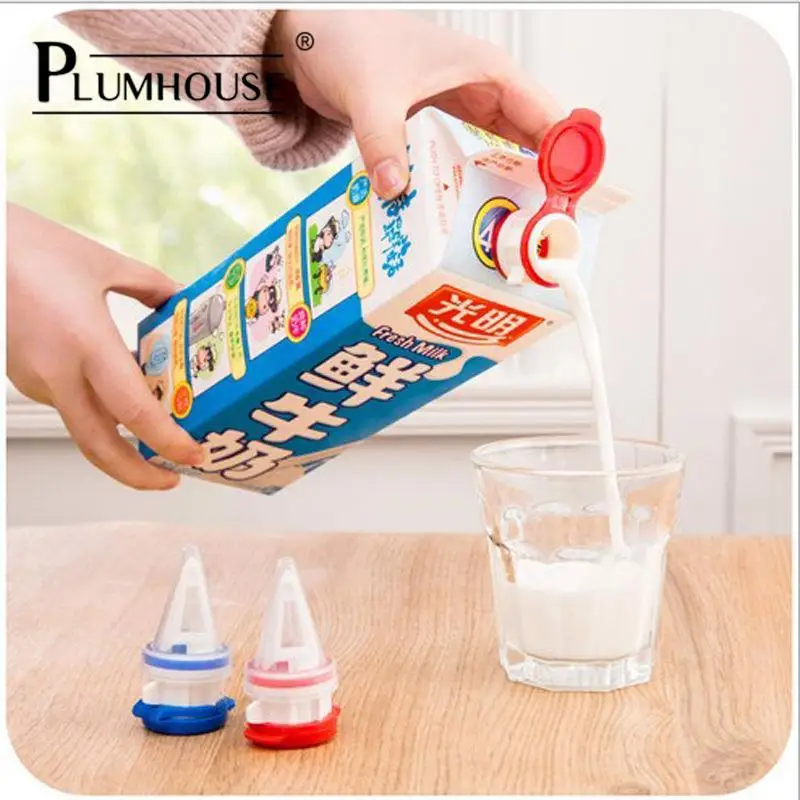 2pcs Spout Pourer Silicone Milk Bottles Brick Drink Bottle Splitter Beverage Changeover Caps kitchen Keep Drink Cool And Fresh 