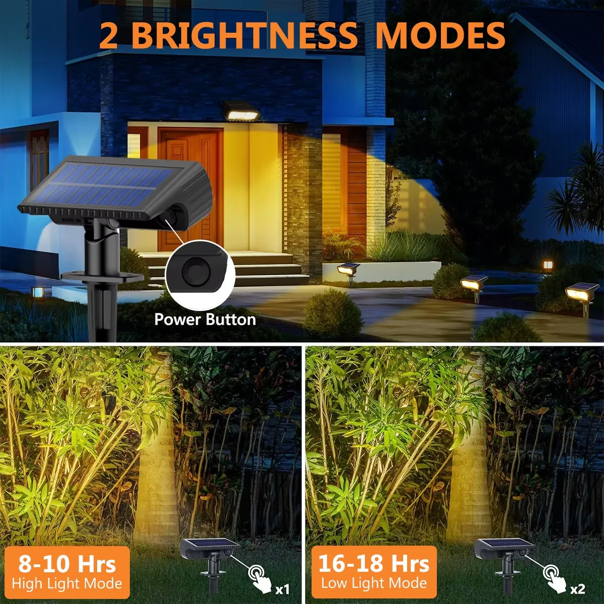 4 Pack Solar Landscape Spot Lights 2 Modes 2-in-1 Auto On Off Outdoor Solar Wall Lights Waterproof Solar Pathway Lighting Yard view 4
