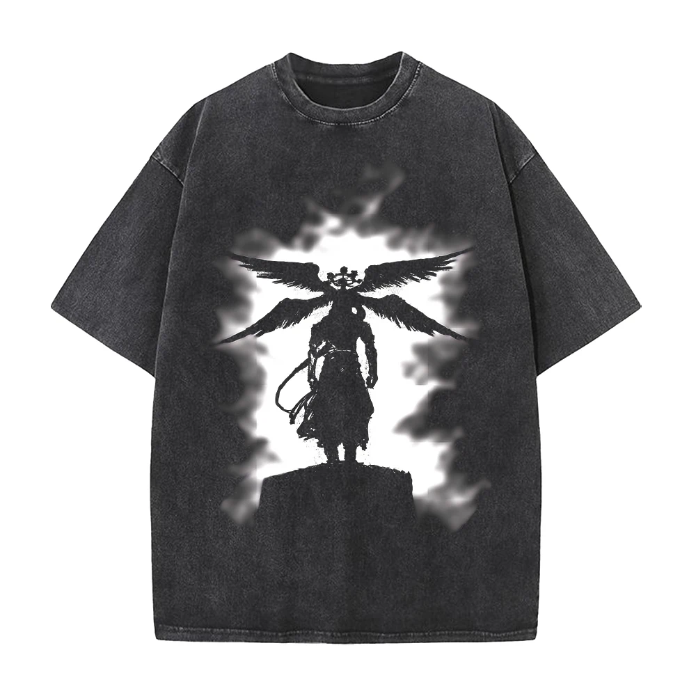 Jujutsu Kaisen Makora T-shirt Anime Vintage Washed Oversized T Shirt For Men's Clothing Summer Short Sleeve Cotton Tees Tops