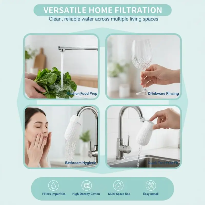 Tool Free Install Nylon Mesh Water Filter Bag Faucet Rust Impurity Remover for Kitchen Bathroom Sink Purification